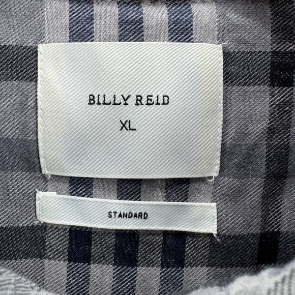 Billy Reid XL Gray Plaid Button Down Shirt Mens Long Sleeve Cotton Standard Fit - Picture 7 of 7